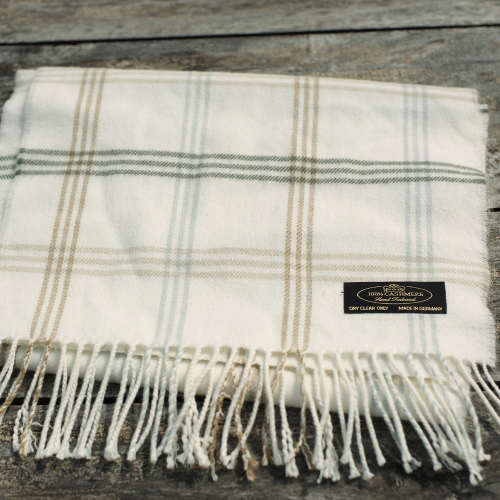 Men's Plaid Luxury Brand's Pattern Fringes 100% Cashmere